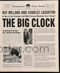 7y021 BIG CLOCK pressbook '48 Ray Milland in the strangest and most savage manhunt in history!