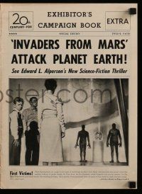 7y034 INVADERS FROM MARS pressbook '53 classic sci-fi, includes cool full-color comic strip herald!