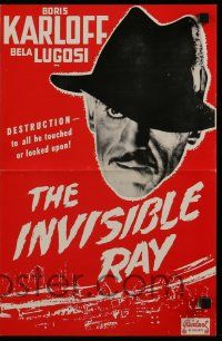7y035 INVISIBLE RAY pressbook R48 Boris Karloff & Bela Lugosi in Universal horror/sci-fi!
