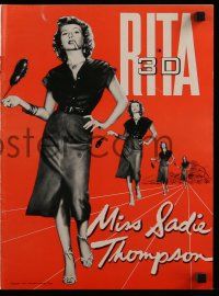 7y042 MISS SADIE THOMPSON 3D pressbook '53 sexy Rita Hayworth swinging purse & turning it on in 3-D!