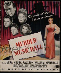7y044 MURDER IN THE MUSIC HALL pressbook '46 Vera Ralston, 12 words of love, 6 lives in terror!