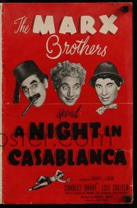 7y045 NIGHT IN CASABLANCA pressbook '46 great images of The Marx Brothers, Groucho, Chico & Harpo!
