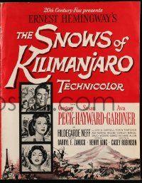 7y056 SNOWS OF KILIMANJARO pressbook '52 Gregory Peck, Susan Hayward & Ava Gardner in Africa!