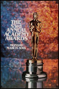 7z012 53RD ANNUAL ACADEMY AWARDS 1sh '81 cool image of Oscar statue and sparkling background!