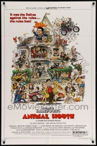 7z046 ANIMAL HOUSE style B 1sh '78 John Belushi, Landis classic, art by Rick Meyerowitz!