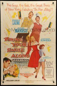 7z162 BRING YOUR SMILE ALONG 1sh '55 sexy Constance Towers & Lucy Marlow, first Blake Edwards!