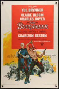 7z166 BUCCANEER 1sh '58 Yul Brynner, Charlton Heston, directed by Anthony Quinn!