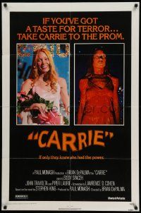 7z185 CARRIE 1sh '76 Stephen King, Sissy Spacek before and after her bloodbath at the prom!