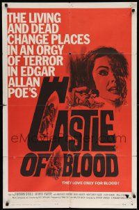 7z189 CASTLE OF BLOOD 1sh '64 Edgar Allan Poe, the living and dead in an orgy of terror!