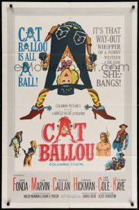 7z191 CAT BALLOU int'l 1sh '65 classic sexy cowgirl Jane Fonda, Lee Marvin, great artwork!