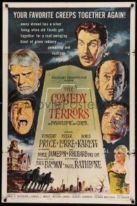 7z211 COMEDY OF TERRORS 1sh '64 Boris Karloff, Peter Lorre, Vincent Price, Joe E. Brown, Tourneur