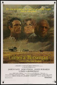 7z212 COMES A HORSEMAN 1sh '78 art of James Caan, Jane Fonda & Jason Robards in sky by McGinnis!
