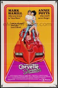 7z223 CORVETTE SUMMER style B 1sh '78 art of Mark Hamill & sexy Annie Potts on custom Corvette!