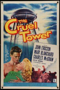 7z240 CRUEL TOWER 1sh '56 the higher they climb, the closer they get to terror!