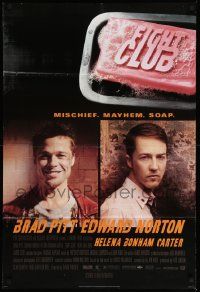 7z327 FIGHT CLUB style A advance DS 1sh '99 portraits of Edward Norton and Brad Pitt & bar of soap!