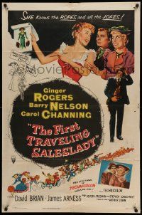 7z331 FIRST TRAVELING SALESLADY 1sh '56 Ginger Rogers sells barbed-wire in Texas!