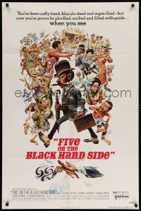 7z332 FIVE ON THE BLACK HAND SIDE 1sh '73 great Jack Davis artwork of entire cast!