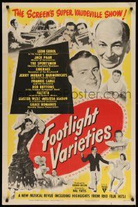7z340 FOOTLIGHT VARIETIES 1sh '51 Leon Errol, Jack Paar, RKO comedy compilation!