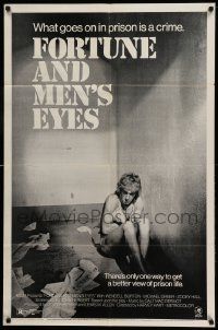 7z345 FORTUNE & MEN'S EYES style A 1sh '71 Wendell Burton, what goes on in prison is a crime!