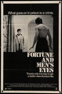 7z346 FORTUNE & MEN'S EYES style B 1sh '71 Wendell Burton, what goes on in prison is a crime!