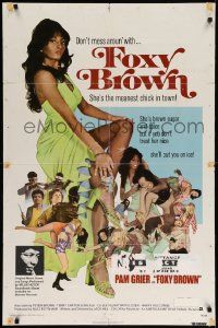 7z349 FOXY BROWN 1sh '74 don't mess with Pam Grier, meanest chick in town, she'll put you on ice!
