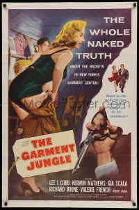 7z367 GARMENT JUNGLE 1sh '57 Lee J. Cobb, the whole naked truth about New York's garment center!