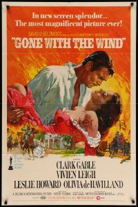 7z385 GONE WITH THE WIND 1sh R70 romantic art of Clark Gable & Vivien Leigh by Howard Terpning!