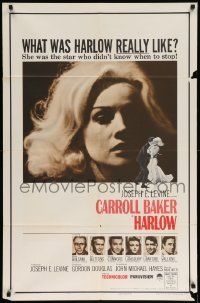 7z401 HARLOW 1sh '65 super close up of Carroll Baker in the title role!