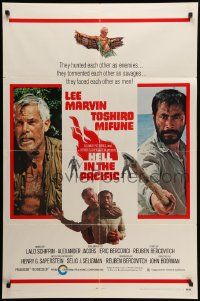 7z409 HELL IN THE PACIFIC style B 1sh '69 Lee Marvin, Toshiro Mifune, directed by John Boorman!