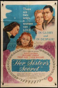 7z410 HER SISTER'S SECRET 1sh '46 Edgar Ulmer, sisters Nancy Coleman & Margaret Lindsay!