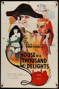7z426 HOUSE OF A THOUSAND DELIGHTS 25x38 1sh '73 Byron Anderson, sexy Mikki Damwyk, rated X-Y-Z!