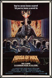 7z427 HOUSE OF WAX 1sh R81 3-D, great artwork of Vincent Price with candle over audience!