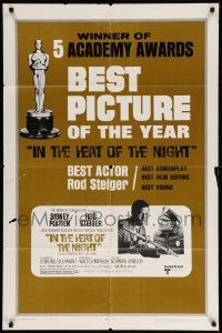 7z446 IN THE HEAT OF THE NIGHT awards 1sh '67 Sidney Poitier, Rod Steiger, Warren Oates, Oscar!