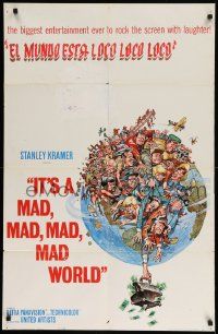 7z457 IT'S A MAD, MAD, MAD, MAD WORLD style A 1sh '64 art of cast on Earth by Jack Davis!