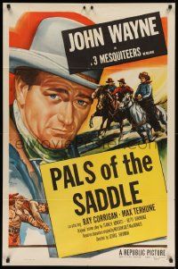 7z467 JOHN WAYNE 1sh 1953 great image of The Duke, Pals of the Saddle!