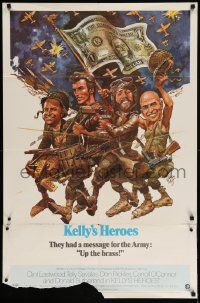 7z475 KELLY'S HEROES 1sh '70 Jack Davis Spirit of '76 art, Eastwood, Savalas, Sutherland, Rickles!