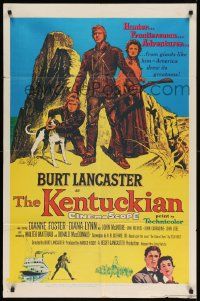 7z477 KENTUCKIAN 1sh '55 art of star & director Burt Lancaster with frontier family!
