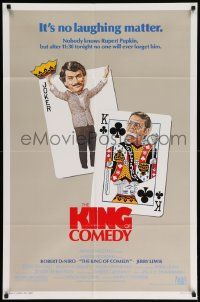 7z481 KING OF COMEDY 1sh '83 Robert DeNiro, Martin Scorsese, Jerry Lewis, cool playing card art!