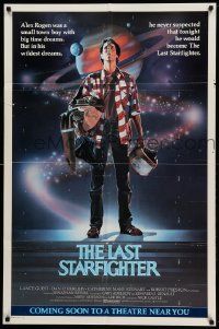 7z493 LAST STARFIGHTER advance 1sh '84 Lance Guest, Robert Preston, great sci-fi art by C.D. de Mar
