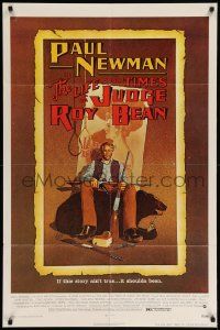 7z510 LIFE & TIMES OF JUDGE ROY BEAN 1sh '72 John Huston, art of Paul Newman by Richard Amsel!
