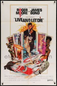 7z515 LIVE & LET DIE East Hemi 1sh '73 TA-style, Roger Moore as James Bond by Robert McGinnis!