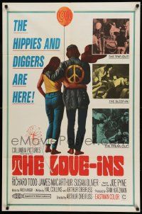 7z535 LOVE-INS 1sh '67 Richard Todd, James MacArthur, hippies & diggers, sex & drugs!