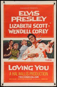 7z539 LOVING YOU 1sh '57 Elvis Presley with guitar, Lizabeth Scott, Wendell Corey & Dolores Hart!