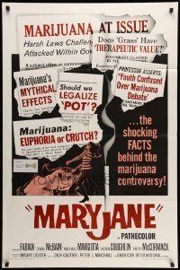 7z559 MARYJANE 1sh '68 AIP, marijuana, drugs, Fabian, Teri Garr, the shocking facts!