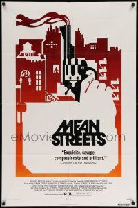 7z563 MEAN STREETS 1sh '73 Robert De Niro, Martin Scorsese, cool artwork of hand holding gun!