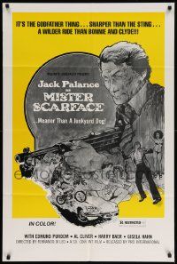 7z577 MISTER SCARFACE 1sh '77 cool different art of Jack Palance with Tommy machine gun!