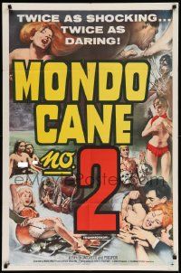 7z581 MONDO CANE 2 1sh '64 art of bizarre human oddities, twice as shocking!