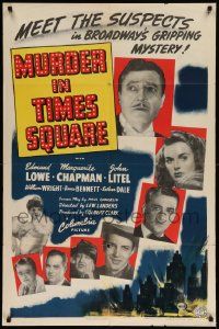 7z594 MURDER IN TIMES SQUARE 1sh '43 Edmund Lowe, Marguerite Chapman, Broadway's gripping mystery!