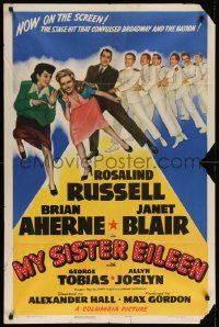 7z598 MY SISTER EILEEN style B 1sh '42 Rosalind Russell in stage hit that convulsed Broadway!