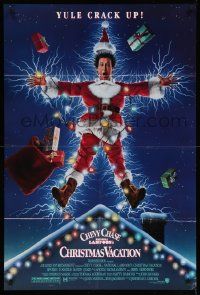 7z604 NATIONAL LAMPOON'S CHRISTMAS VACATION DS 1sh '89 Consani art of Chevy Chase, yule crack up!